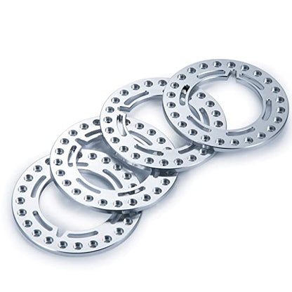 4pcs Aluminum 1.9inch RC Beadlock Wheel Rim Replacement Ring for 1/10 RC Crawler Car 1.9" Wheels/Rims (Silver) - color: Silver