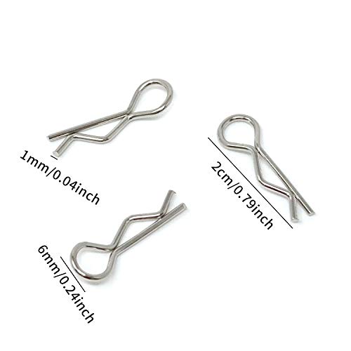 Honbay 100PCS 1/16 Metal Car Truck Buggy Shell Body Clips Pins for for RC Vehicles (1/16) - size: 1/16