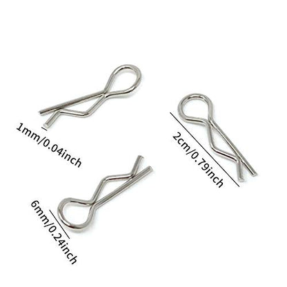 Honbay 100PCS 1/16 Metal Car Truck Buggy Shell Body Clips Pins for for RC Vehicles (1/16) - size: 1/16