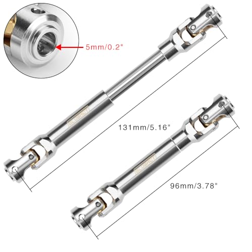 Stainless Steel Driveshaft for 1/10 RC Crawler TRX4 SCX10, 96-131mm | CNC Machined, Heavy-Duty Drive Shafts, Splined Engagement - size: 96-131mm