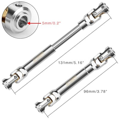 Stainless Steel Driveshaft for 1/10 RC Crawler TRX4 SCX10, 96-131mm | CNC Machined, Heavy-Duty Drive Shafts, Splined Engagement - size: 96-131mm