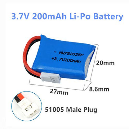 CBB 3.7V 200mAh Li-Po Battery 4 Pack for RC Drone with 5-in-1 Smart Charger