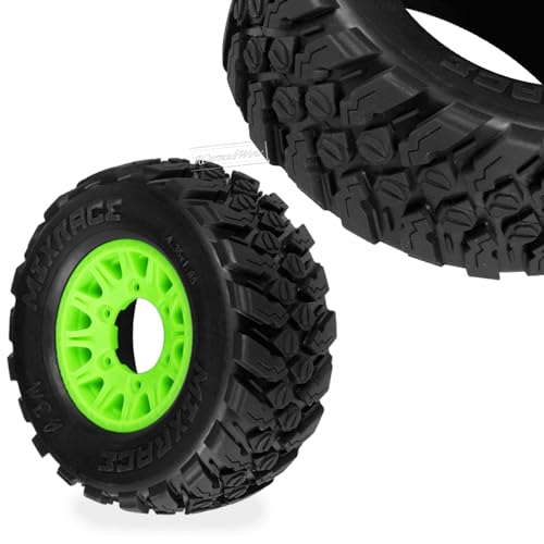 RC 12mm/14mm Hex RC Wheels and Tires for 1/10 Slash 2WD 4×4 4wd,Senton Axia1 Red cat Rc 4wd,Rc Truck Tires Snow Tires Desert Tires,4PCS,Green - color: Green(4pcs)