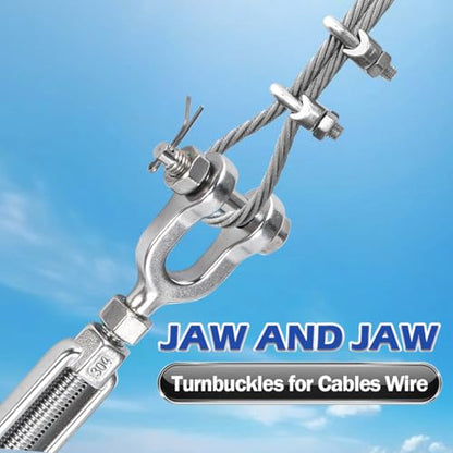 4 Pack 1/2" Jaw and Jaw Turnbuckle Heavy Duty, 4400 lbs Working Load Limit, Ultra Durable Stainless Steel Turnbuckles for Cables Wire Tension, Tractor, Sun Shade Tent, Deck, Ground Anchors - size: 1/2"(M12)-4PCS