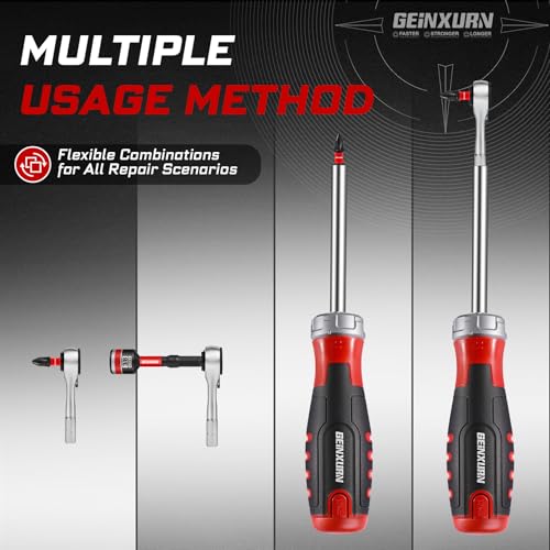 19 Pieces Ratcheting Screwdriver Set and Socket Wrench Set, Mini Rachet Wrench, Rachet Screwdriver Handle and Nut Driver with 12 Pcs Impact Screwdriver Bit, Hand Tools Set for Repair DIY - style: RM019-B-US
