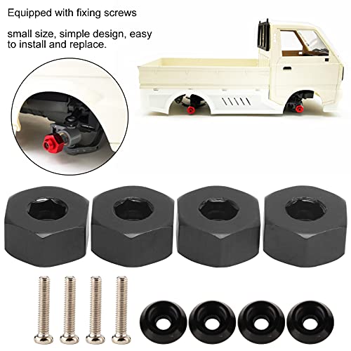 4pcs RC Hex Combiner, Wheel Hub Hex Adapter 5mm to 12mm Combiner Available for WPL D12 1/10 RC Model Trucks (Black BL)