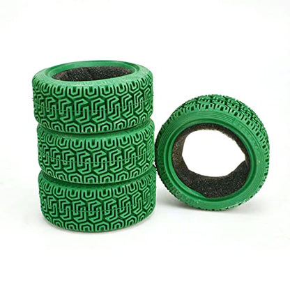 1/10 RC Car Racing Flat Run Sponge Insert Rubber Tyres 68mm Tires for 1:10 RC On Road Car Tamiya HSP HPI Kyosho RC Rally Car (Green) - color: Green