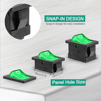 5 Pack KCD1 SPST Pre-Wired On/Off Green LED Boat Rocker Toggle Switch - color: Green, size: DC 12V-24V 20A - Pre-Wired