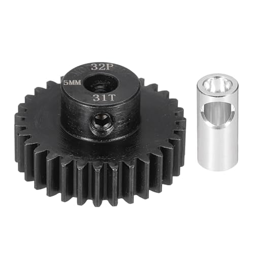 MECCANIXITY Steel 32P Gear Set with Gear Adapter 31T 5mm Shaft Motor Gears for RC Vehicles Truck Drift Car Part, Black - size: 31T
