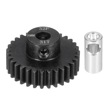 MECCANIXITY Steel 32P Gear Set with Gear Adapter 31T 5mm Shaft Motor Gears for RC Vehicles Truck Drift Car Part, Black - size: 31T