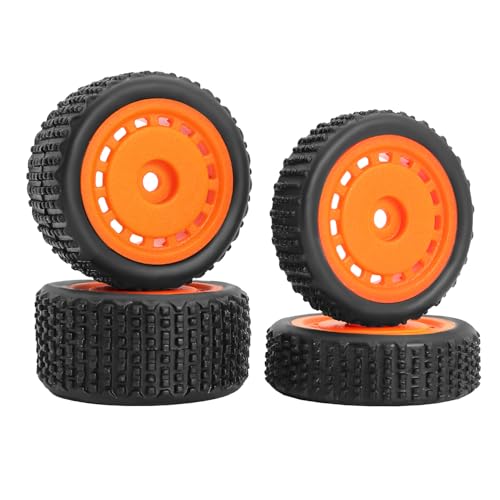 Pre-Mounted Pin Buggy Tires and Wheels Rims Hub Tires Set for 1/24 Losi Micro-B 1/28 Losi Micro-T Wltoys 244016 Upgrade Part (Orange Micro-B) - color: Orange Micro-b