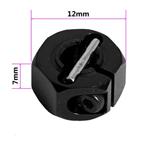 4PCS ShareGoo 12mm 7.0 Wheel Hex Drive Hub Adapter with Pins Screws Compatible with HSP HPI Redcat Tamiya Traxxas RC4WD D90 1/10 RC Car,Black