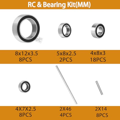 Upgrade Parts for 1/16 Slash/Rally/E-Revo/Summit/Grave Digger/Ford Mustang 4X4 4WD,RC Bearings Kit Hops Up.Black. - color: Black(for 1/16)