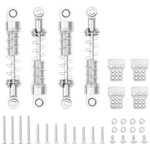 Metal Shock Absorber Damper Suspension with Extender Seat Mount Compatible with 1/12 MN D90 D91 D96 D99 D99S MN90 MN99S WPL C14 C24 C34 1/16 RC Crawler Car (Silver) - color: Silver