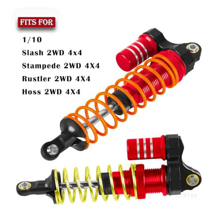 RC Aluminum Front Rear Big Bore RC Shock Absorber Upgrades Part for 1/10 Slash,Stampede,Rustler,Hoss 2WD 4X4 VXL,Alloy 4PCS RC Shocks w/Golden spring,Red - color: Red - (RC Shocks)