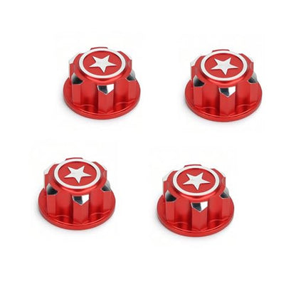 Vbest life Aluminium Alloy Hex Wheel Mount Nuts, 4pcs Metal 17mm Hex Wheel Nut RC Spare Part Replacement for RC Car - color: Red