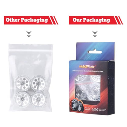HobbyPark 1.0 Beadlock Wheels Negative Offset Stamped Steel Beadlock 1.0" Wheels 1.0 Beadlocks with Wheel Nut Wrench for 1/18 1/24 RC Crawler TRX4M 1/24 SCX24 FCX24 Upgrades Parts