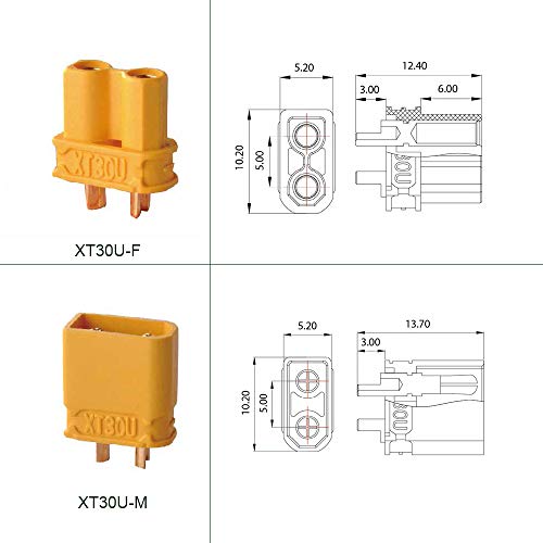 FLY RC 20 Pairs Amass XT30U (XT30 Upgrade) Male Female Bullet Connectors Power Plugs for RC Lipo Battery - style: XT30U Connector