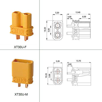 FLY RC 20 Pairs Amass XT30U (XT30 Upgrade) Male Female Bullet Connectors Power Plugs for RC Lipo Battery - style: XT30U Connector