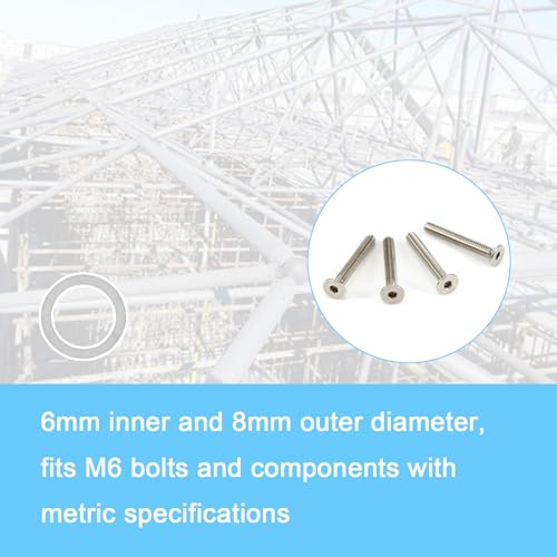 M6×8mm 304 Stainless Steel Shim Washers, 48-Piece Fine-Tuning Spacer Set | Four 0.1/0.2/0.3/0.5mm thickness options for accurate clearance adjustment, CNC alignment, small machinery and DIY repair - size: M6x8