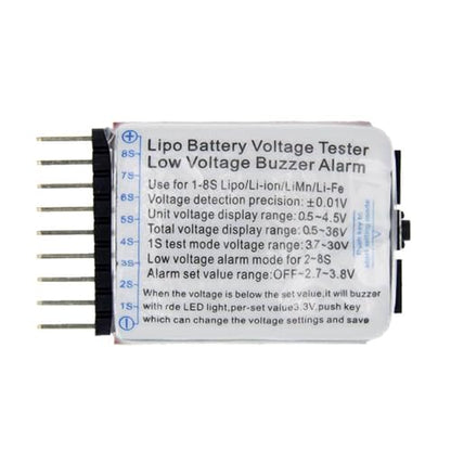1-8S Lipo/Li-ion/Fe RC Helicopter Airplane Boat etc Voltage 2 IN1 Tester Low Voltage Buzzer Alarm