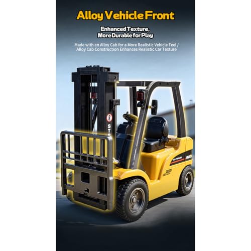 1577 1/10 RC Forklift with Trailer, 2.4G Proportional Alloy 1577 Remote Control Forklift with Liftable Fork/Grabber Attachment, RC Engineering Vehicle, Gift Collectibles - style: 1/10 RC Forklift with Trailer