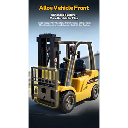 1577 1/10 RC Forklift with Trailer, 2.4G Proportional Alloy 1577 Remote Control Forklift with Liftable Fork/Grabber Attachment, RC Engineering Vehicle, Gift Collectibles - style: 1/10 RC Forklift with Trailer
