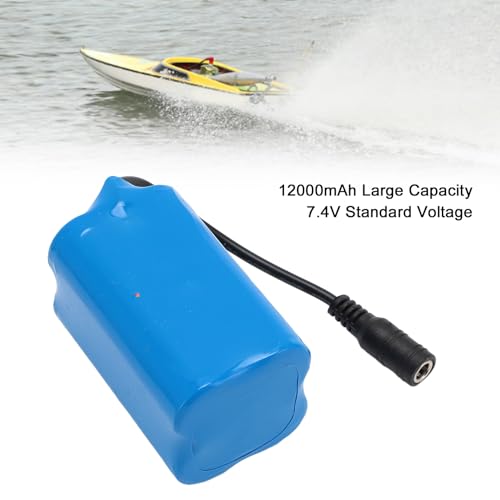 Nesting Boat Battery, 12000mAh 7.4V Fishing Boat Battery, Large Capacity Rechargeable Lithium Battery for RC Fishing Bait Boat
