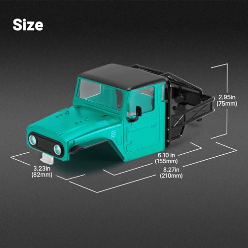 INJROA IR40 Truck Body with Tube Cage for 1/18 TRX4M Defender Bronco(Green) - color: Green