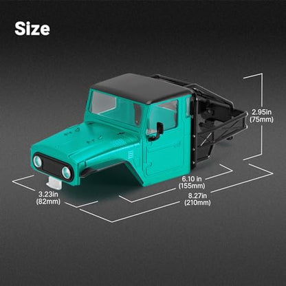INJROA IR40 Truck Body with Tube Cage for 1/18 TRX4M Defender Bronco(Green) - color: Green
