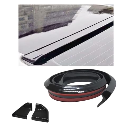 JOYCOURT Car Rear Spoiler Roof Lip Kit, Black 3D Rubber Trunk Spoiler | Roof Spoiler Wing Trim Strip, Cool Car Decoration, Universal Punch-Free Vehicle Exterior Accessory Sticker for Bumper - style: Black