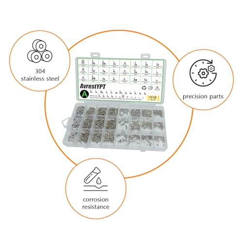 1110Pcs Metric Micro Screws & Nuts Kit, M1 M1.2 M1.4 M1.6 M2 M2.5 | 304 Stainless Steel Phillips Pan Head Screws, Fully Threaded for Arduino, RC Models, Electronics & DIY Projects - size: M1/1.2/1.4/1.6/2/2.5-1110Pcs