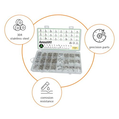 1110Pcs Metric Micro Screws & Nuts Kit, M1 M1.2 M1.4 M1.6 M2 M2.5 | 304 Stainless Steel Phillips Pan Head Screws, Fully Threaded for Arduino, RC Models, Electronics & DIY Projects - size: M1/1.2/1.4/1.6/2/2.5-1110Pcs