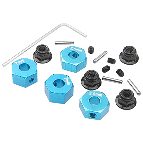 ShareGoo Aluminum 12mm Hex Wheel Hubs Hex Adapter & Flanged Lock Nuts Compatible with Traxxas 2WD Slash Rustler Stampede 1/10 RC Car (Sky Blue) - color: Sky Blue