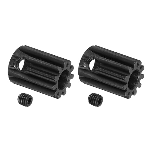 MECCANIXITY 2 Pcs RC 32P Hardened Pinion Gear 5mm Shaft, 11T Motor Gears Carbon Steel for 1/10 RC Model Car Boat Drone - style: 11T
