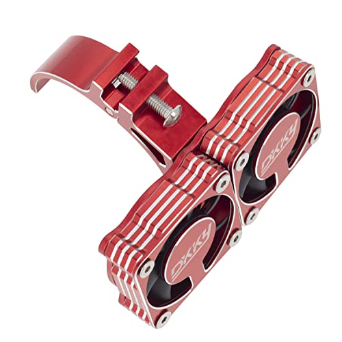 DKKY RC Motor Cooling Fan Heatsink 47-51mm Adjustable 15000 RPM for 1/5 1/8 ARRMA Infraction, Felony, Limitless and Axial 1717 4985 Motor, Red - color: Red
