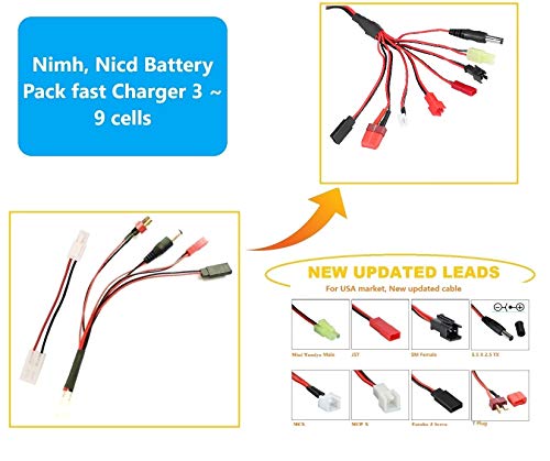 Delta Peak Detection NiMH/NiCd Battery Charger 3.6V-10.8V Airsoft Batteries, RC Car, RC Truck, Air Gun,RC Airplanes, for Standard/Mini Tamiya, JST, T Plug, JR FUTABA...