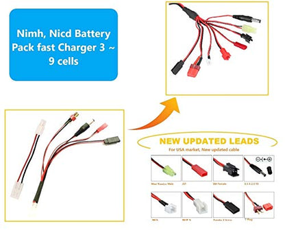 Delta Peak Detection NiMH/NiCd Battery Charger 3.6V-10.8V Airsoft Batteries, RC Car, RC Truck, Air Gun,RC Airplanes, for Standard/Mini Tamiya, JST, T Plug, JR FUTABA...
