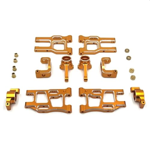 RC Steering Knuckles For LC PTG-2 PTG-2R 1/10 Metal Front And Rear Suspension Arm Steering Cup Hub Carrier Set RC For Racing Upgrade Parts Accessories(Yellow) - color: Yellow