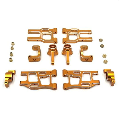 RC Steering Knuckles For LC PTG-2 PTG-2R 1/10 Metal Front And Rear Suspension Arm Steering Cup Hub Carrier Set RC For Racing Upgrade Parts Accessories(Yellow) - color: Yellow
