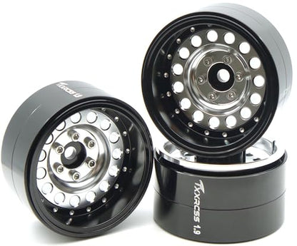 RC 1.9 Inch Beadlock Wheels Negative Offsets 10mm Rims Hex 12mm Aluminum Wheel for TRX4 TRX6 SCX10 Gen8 1/10 RC Crawler Remote Control Car Upgrades Accessories 4pcs (Silver Black) YK1906 - color: Silver Black
