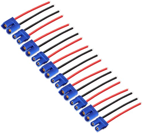 5 Pairs EC3 Male Female Banana Connector with 14AWG Silicone Wire 10cm RC Hobby Lipo Battery(Pack of 5) - size: EC3 cabel