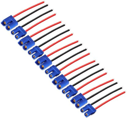 5 Pairs EC3 Male Female Banana Connector with 14AWG Silicone Wire 10cm RC Hobby Lipo Battery(Pack of 5) - size: EC3 cabel