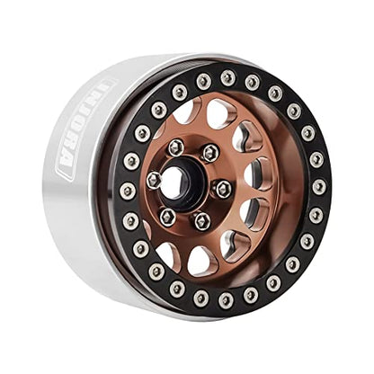 INJORA 1.9 Beadlock Wheel Deep Dish Negative Offset 10.4mm Wheel Rim for 1/10 RC Crawler Auto Axial SCX10 90046 AXI03007 TRX4 VS4-10 Gen8 MST CFX(Black＆Copper) - color: Black＆copper