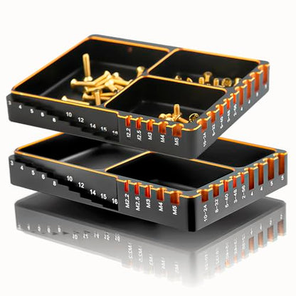 REDSPIDER High Strength Aluminum Alloy RC Screw Tray, Black and Gold, Used for RC Model Toy Repair, Spiral Tray nut Washer Storage Tool for RC car Ship Aircraft Models