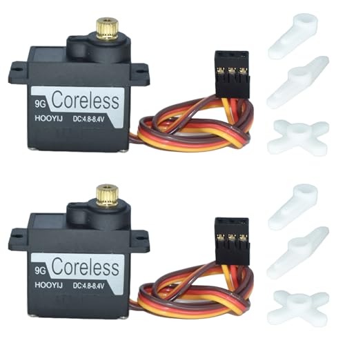 2Pcs 9g Servo Coreless Motor Black, Full Metal Gear Micro RC Servo 4KG-CM Torque 4.8-8.4V for Arduino Fixed-Wing Aircraft RC Smart Car Robotic Arm DIY Projects (270 Degree) - style: 2Pcs 270°