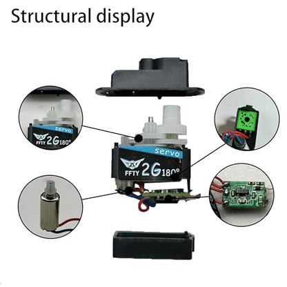 2PCS 2G Plastic Gear Mini Servo, 3.7-5V RC Micro Digital Servos Kit for RC Helicopter Airplane Car Boat & Robot Parts (JST Connector)