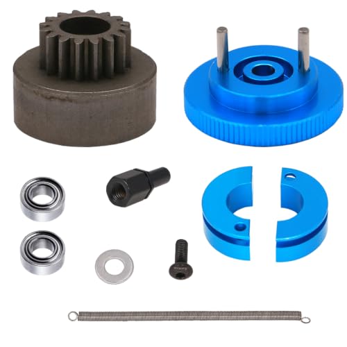 16T Flywheel Clutch Bell & Ball Bearings Set for HSP 94188 1/10 RC 1:10 Car Upgrade Parts Aluminum Alloy 16 Teeth Flywheel Assembly Kit Set (Color: Blue)