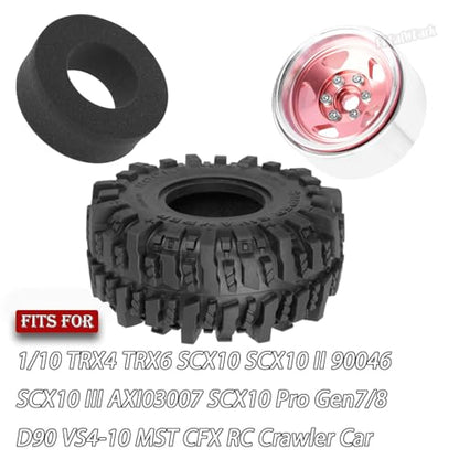 4PCS RC 1.9 in Wheel Tires for 1/10 TRX4 TRX6 SCX10 SCX10 II 90046 SCX10 III AXI03007 Gen7/8 D90 VS4-10 RC Crawler Car,BRCatWPark Alloy 1.9 Beadlock Wheel and Rubber Tires w/Sponge,Pink - color: Pink - (Tires)