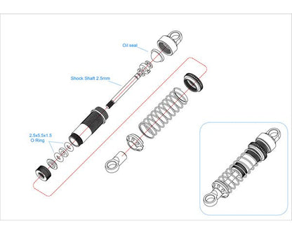 Hot Racing TRXM51DP08 Threaded Aluminum Shocks Full Set TRX4-M